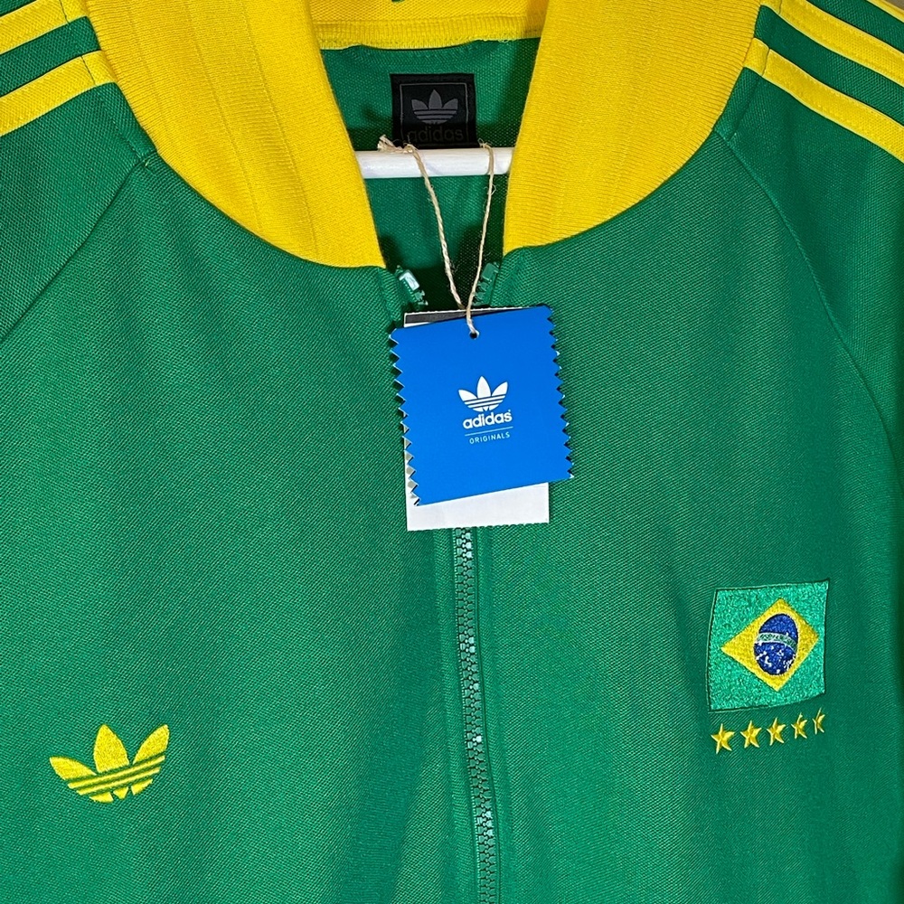 adidas Brasil 1978 World Cup Green Track Jacket sz 3XL Brazil Soccer vintage